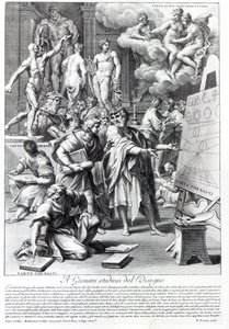 Allegorie van een ontwerpatelier, gegraveerd door Nicolas Dorigny door Carlo Maratta or Maratti